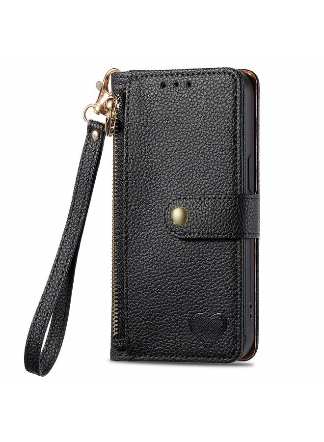 S-TOP Case For OPPO Reno11 5G Global Love Zipper Lanyard Leather Phone Case - Image 2