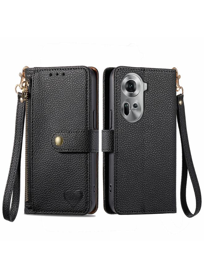 S-TOP Case For OPPO Reno11 5G Global Love Zipper Lanyard Leather Phone Case - Image 1