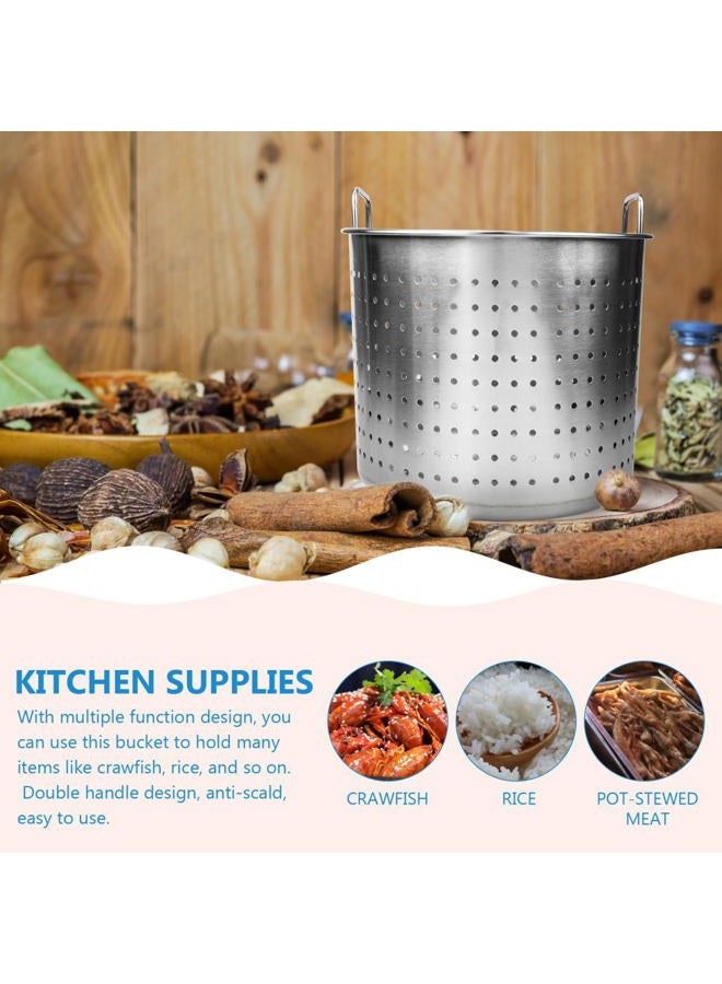 Hemoton Stock Pot Strainer Basket Insert Seafood Boil Pot Crawfish Crab Steamer Pot Stainless Steel Pasta Cooker for Home Restaurant Kitchen - Image 3