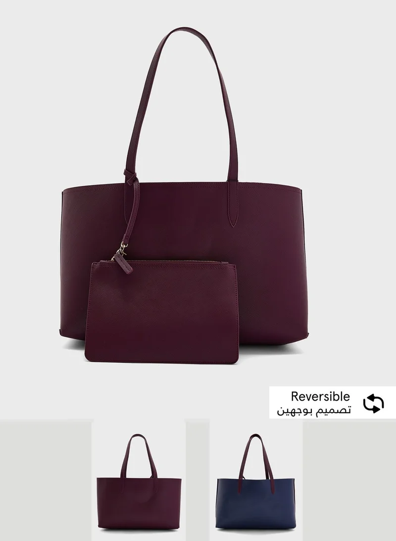 ELLA Reversible Bicolour Tote With A Pouch