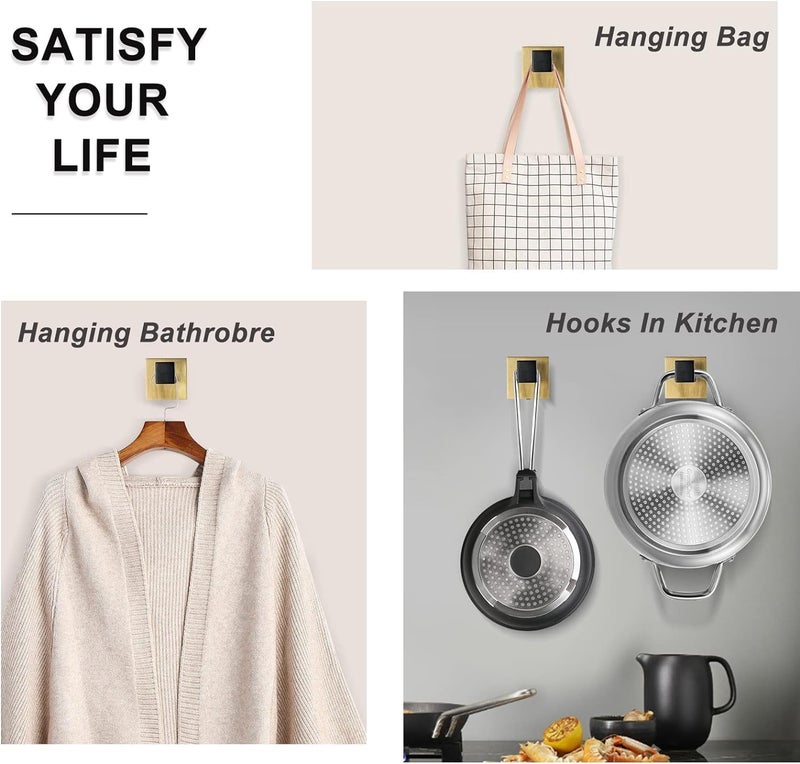 LUXIUR 4 Piece Towel Hanger for Wash Basin, Towel Rod for Bathroom, Wall Hook for Hanging Strong 5kg, Toilet Paper Roll Holder, Towel Bar for Kitchen, Black Gold - Image 2