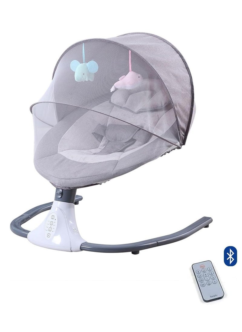 MIXDE Baby Electric Rocking Chair Baby Swing Crib Smart Bluetooth Electric Cradle with Remote Control and Mosquito Net  - Image 1