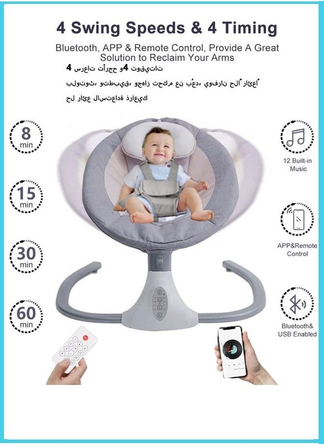 MIXDE Baby Electric Rocking Chair Baby Swing Crib Smart Bluetooth Electric Cradle with Remote Control and Mosquito Net  - Image 3