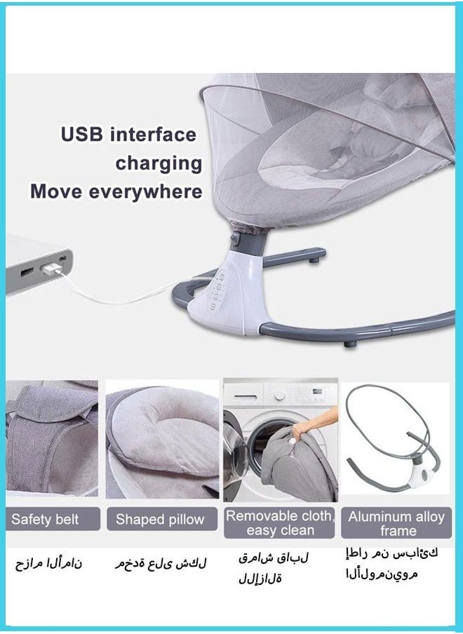 MIXDE - Baby Electric Rocking Chair Baby Swing Crib Smart Bluetooth Electric Cradle with Remote Control and Mosquito Net - Image 1