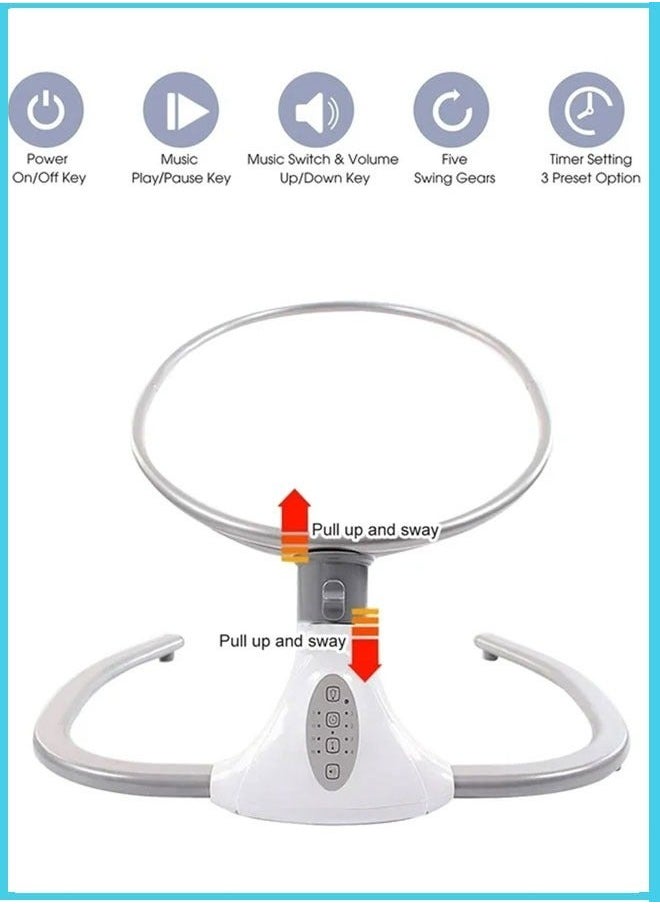 MIXDE Baby Electric Rocking Chair Baby Swing Crib Smart Bluetooth Electric Cradle with Remote Control and Mosquito Net  - Image 5