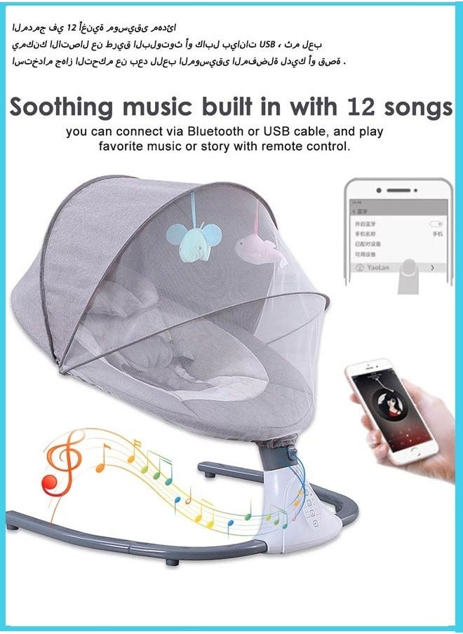 MIXDE - Baby Electric Rocking Chair Baby Swing Crib Smart Bluetooth Electric Cradle with Remote Control and Mosquito Net - Image 1
