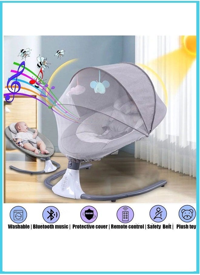 MIXDE Baby Electric Rocking Chair Baby Swing Crib Smart Bluetooth Electric Cradle with Remote Control and Mosquito Net  - Image 2