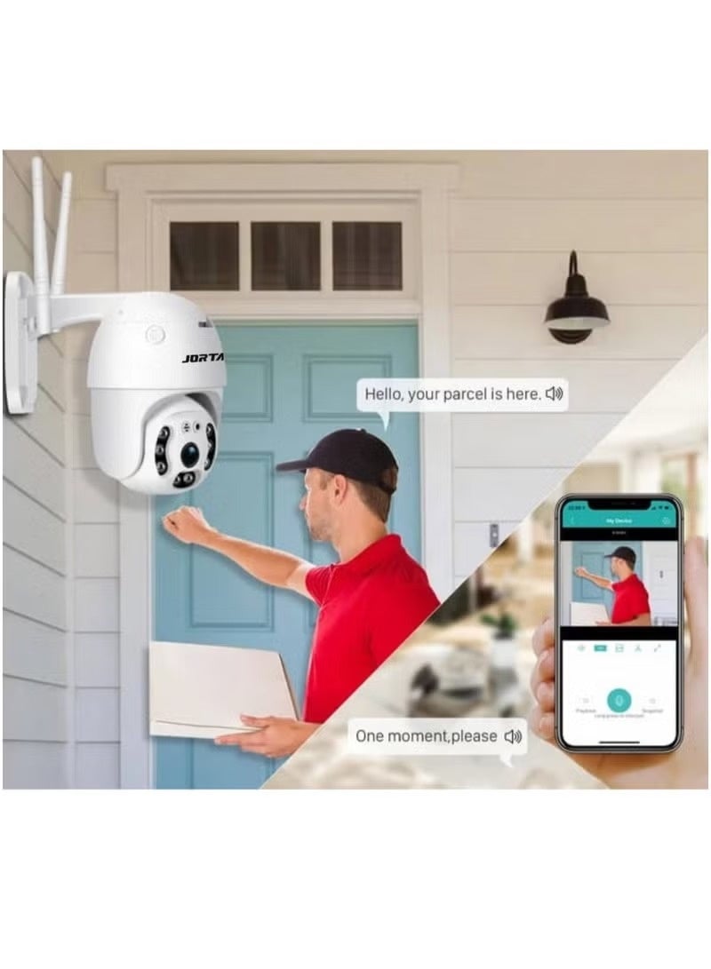 JORTAN 4MP WiFi Outdoor PTZ Security Camera | 360° Pan Tilt Wireless CCTV Camera with Motion Detection Auto Tracking 2-Way Audio Color Night Vision IP66 Waterproof 24/7 Recording for Home Office Garage Farm Outdoor Surveillance - Image 3