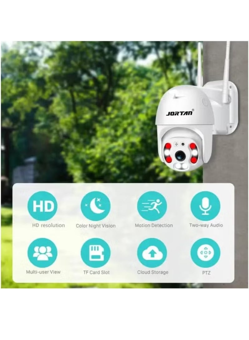 JORTAN 4MP WiFi Outdoor PTZ Security Camera | 360° Pan Tilt Wireless CCTV Camera with Motion Detection Auto Tracking 2-Way Audio Color Night Vision IP66 Waterproof 24/7 Recording for Home Office Garage Farm Outdoor Surveillance - Image 2