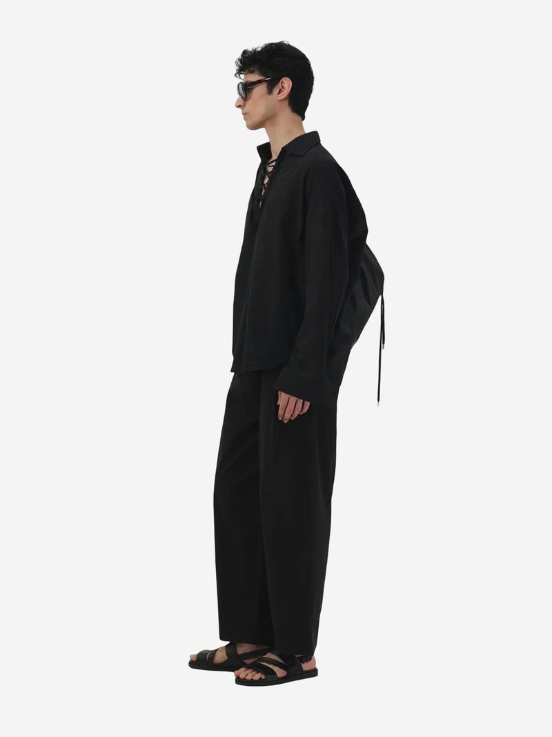 GIESTO Casual Long Sleeve Tie Detail Shirt - Image 1