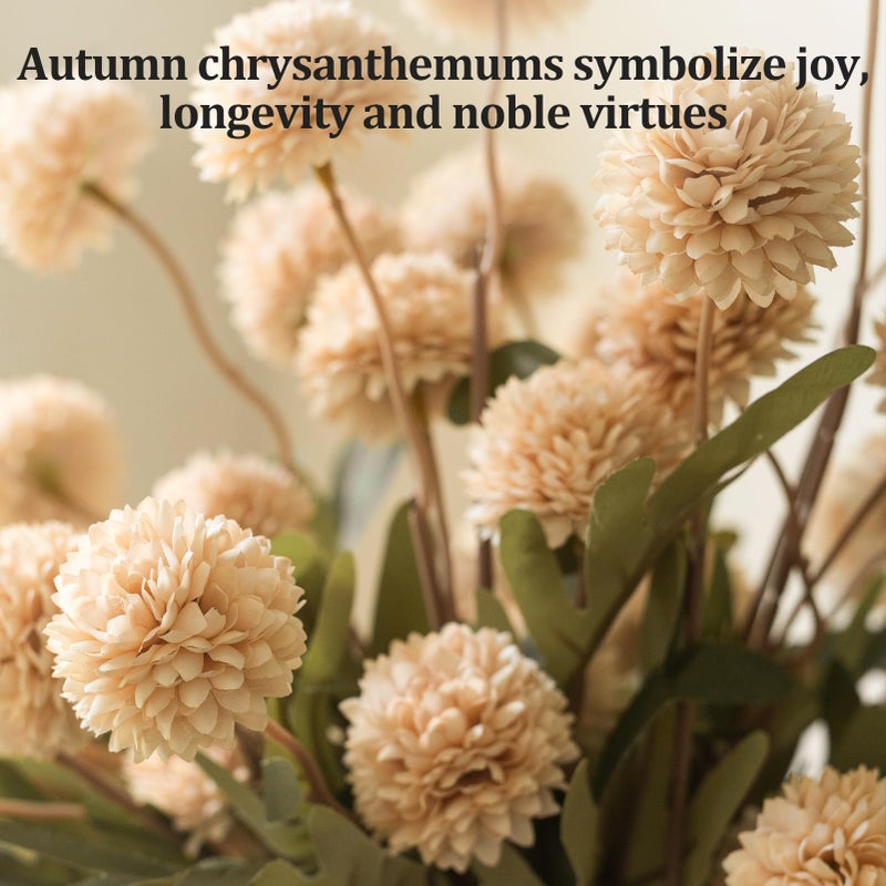 TBOHCRAFED Ceramic Flower Vase Set of 3, Fake Flowers in Vase for Centerpieces with 8 Artificial Autumn Chrysanthemums Artificial Decorative Swags - Image 5