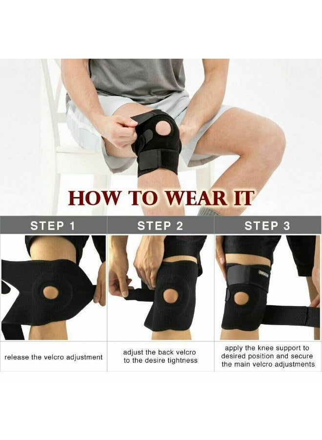 دعامة الركبة القابلة للتعديل مع دعم السيليكون – تصميم الصابونة المفتوحة – نيوبرين يسمح بالتنفس – مقاس موحد (12.5-18 بوصة) – تخفيف آلام الأربطة، التهاب المفاصل والغضروف - Image 4