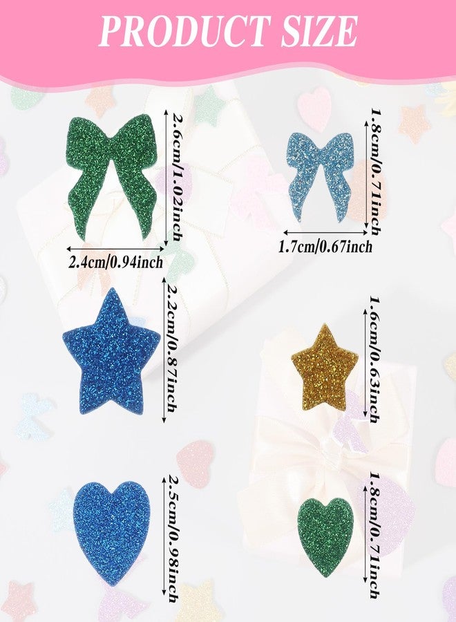 Nogeqi 240 Pcs Glitter Foam Stickers, Bow Glitter Stickers, Self Adhesive Heart Mini Star Sticker for Arts Crafts Greeting Card Envelopes Home Decoration (Colorful) - Image 2