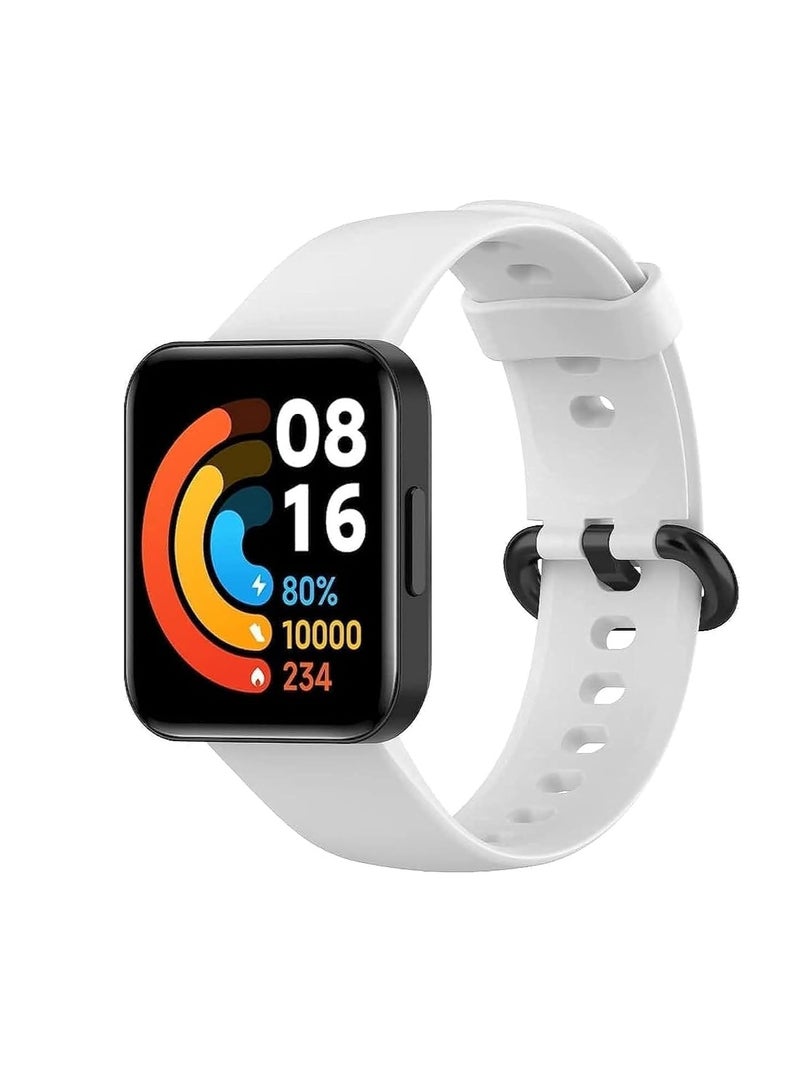 Replacement Silicon Strap with Frame For Compatible with Redmi watch 2 Lite/redmi watch 2 / xioami poco watch/mi watch 2 Lite/Mi Watch Lite Strap/Mi Watch 2 Lite Strap (White)  - Image 1