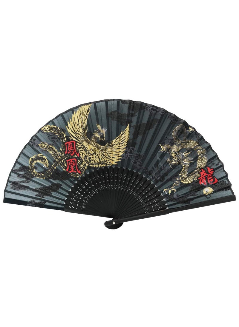 Terra Distribution Terra Distribution Folding Fan Japan Import Hand Fans for Women Foldable Japanese Fan Unique Design Handmade Bamboo Silk Fan 86 22cm Abanicos de Mano 740 Phoenix Dragon 
