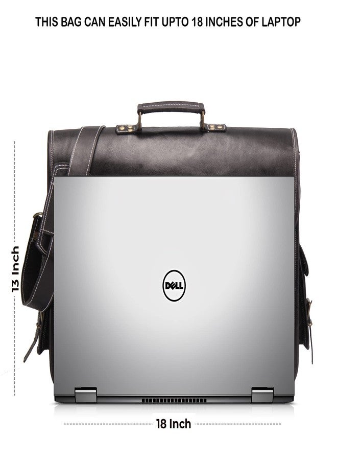 HULSH 18 Inches Leather laptop bag for men and women | Black Genuine leather briefcase bag for men Vintage Look Handmade leather messenger bag for men 17 inch Laptop fits Perfectly Unique and Classy - Image 5