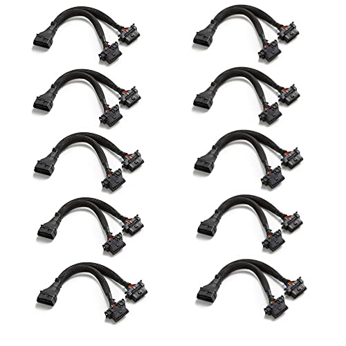 bbfly-B6 OBD II OBD2 16 Pin Splitter Extension 1x Male and 2X Female Extension Cable Adapter (1FT/30CM) (10 Pack) - Image 1