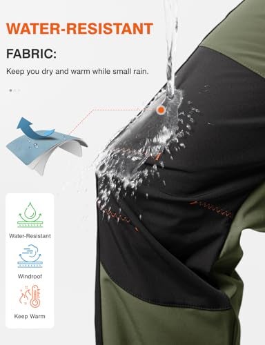 TBMPOY Men's Snow Ski Hiking Pants Waterproof Winter Fleece Lined Pants Camping Skiing Ice Fishing Pants with Belt 02 Thick Green 3XL - Image 5