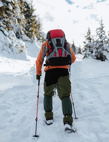 TBMPOY Men's Snow Ski Hiking Pants Waterproof Winter Fleece Lined Pants Camping Skiing Ice Fishing Pants with Belt 02 Thick Green 3XL - Image 3