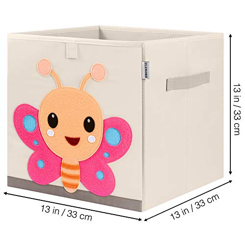 CLCROBD Foldable Animal Cube Storage Bins Fabric Toy Box/Chest/Organizer for Kids Nursery, 13 inch (Butterfly) - Image 2