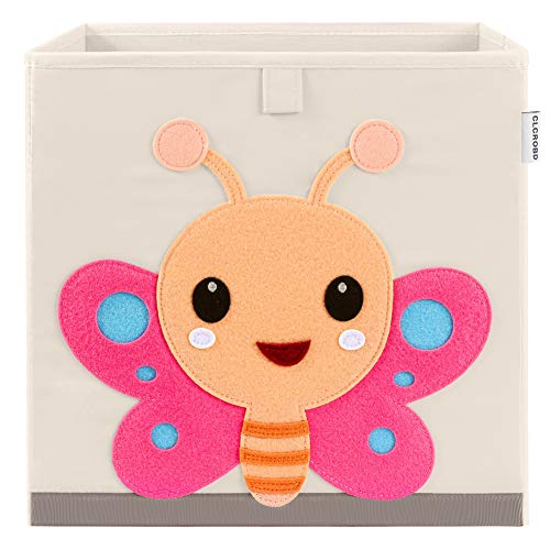 CLCROBD Foldable Animal Cube Storage Bins Fabric Toy Box/Chest/Organizer for Kids Nursery, 13 inch (Butterfly) - Image 1