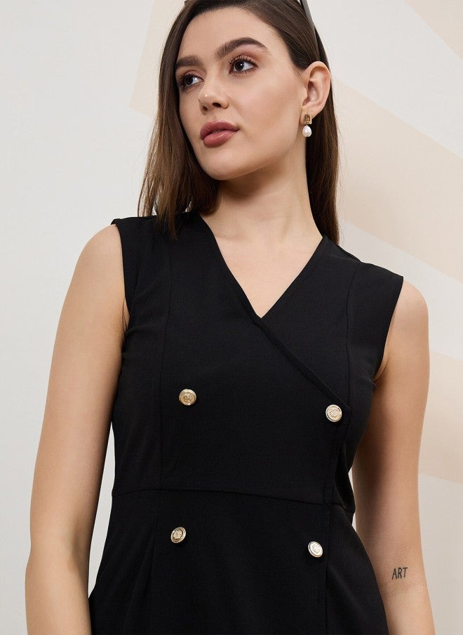 Athena Black Scuba A-Line Dress for Women - Image 2