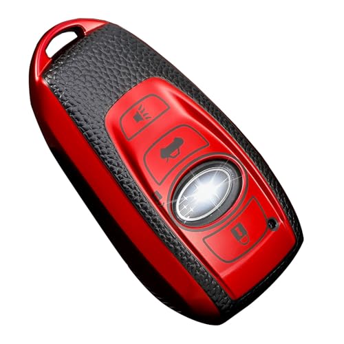 Cacacar for Subaru Key Fob Cover, Premium Soft TPU Leather Full Cover Protection Key Fob Case for Subaru Forester Outback BRZ Legacy CrossTrek Smart Key Protector ,Red - Image 1