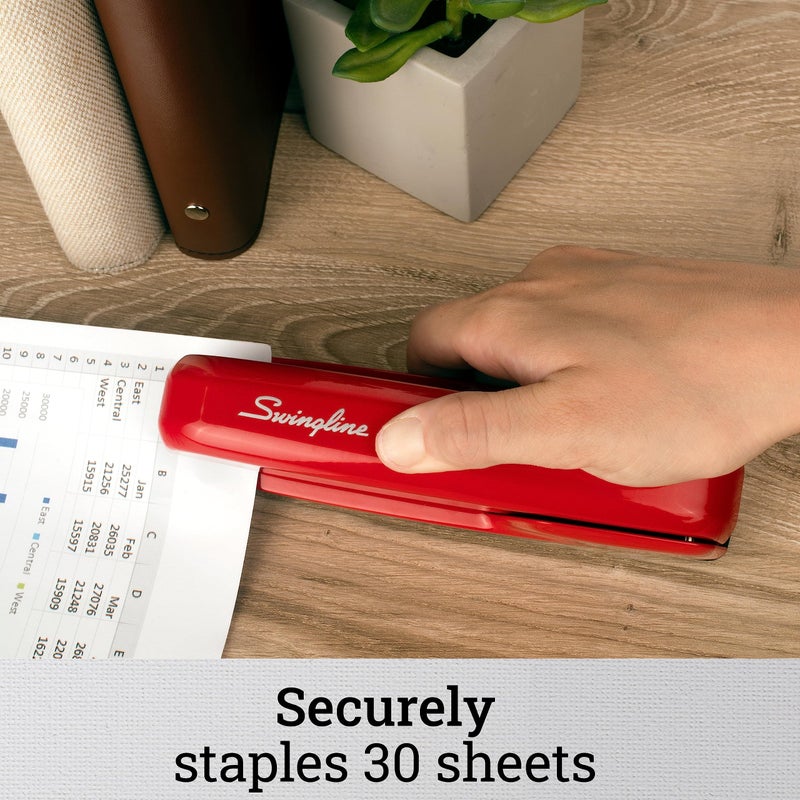 Swingline Stapler, 30 Sheet Capacity, 747 Business Stapler, Jam Free, Metal, Rio Red (74736) - Image 2
