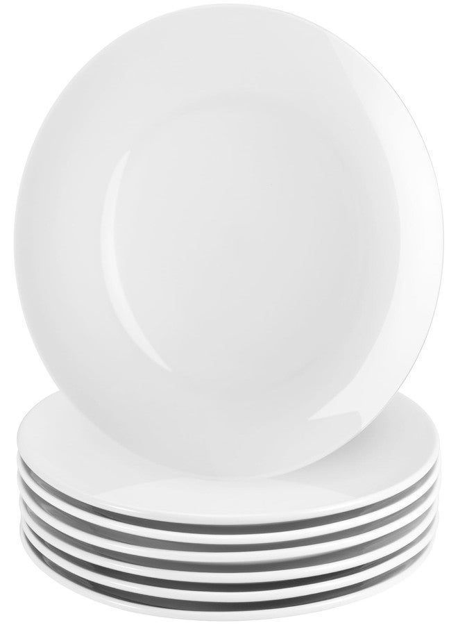 JEFHOMKIT White Porcelain Dinner Plates,Set of 6,10 Inch Round Salad Plate,White Ceramic Dinner Plate for Kitchen Serving,Microwave and Dishwasher Safe,Scratch Resistant - Image 1