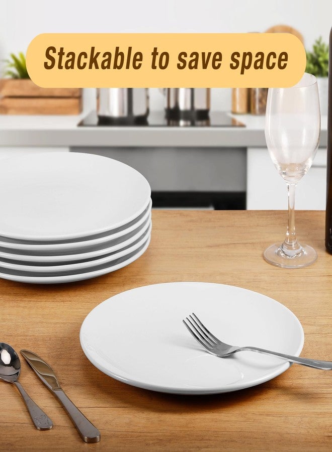 JEFHOMKIT White Porcelain Dinner Plates,Set of 6,10 Inch Round Salad Plate,White Ceramic Dinner Plate for Kitchen Serving,Microwave and Dishwasher Safe,Scratch Resistant - Image 5