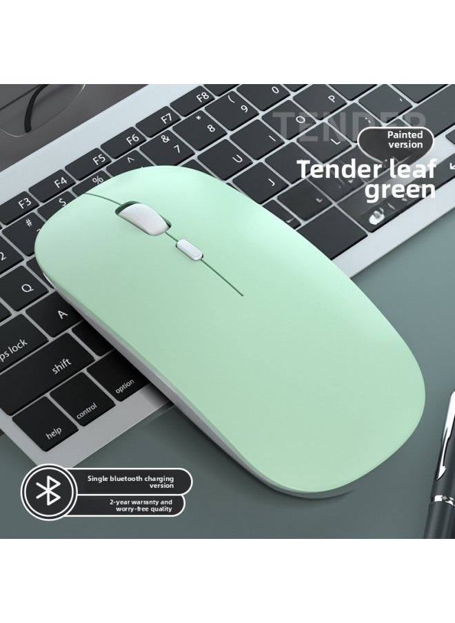 Bluetooth Wireless Mouse Rechargeable Mute Silent Notebook Desktop Home Office Game Unlimited 2.4g Mouse-Specifications:[Single Bluetooth Version/No Receiver] Young Leaf Green-Mute Button-DPI Adjustment-Intelligent Sleep