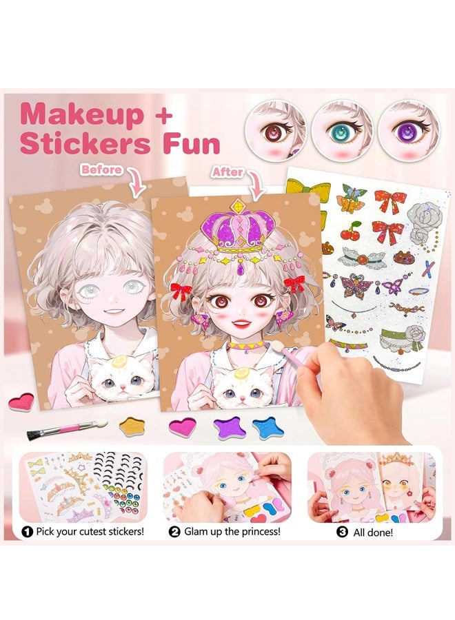 Art Craft Activity for Kids, Paper Craft Kits - Paper Makeup DIY Girls Toy Kit with Diamond Painting u0026 Princess Dress Up Set - Image 3