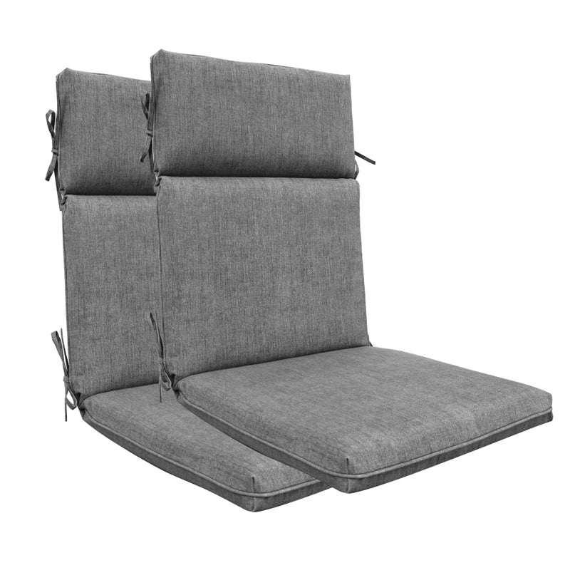 BOSSIMA Indoor Outdoor High Back Chair Cushions Replacement Patio Chair Seat Cushions Set of 2 Olefin Light Grey