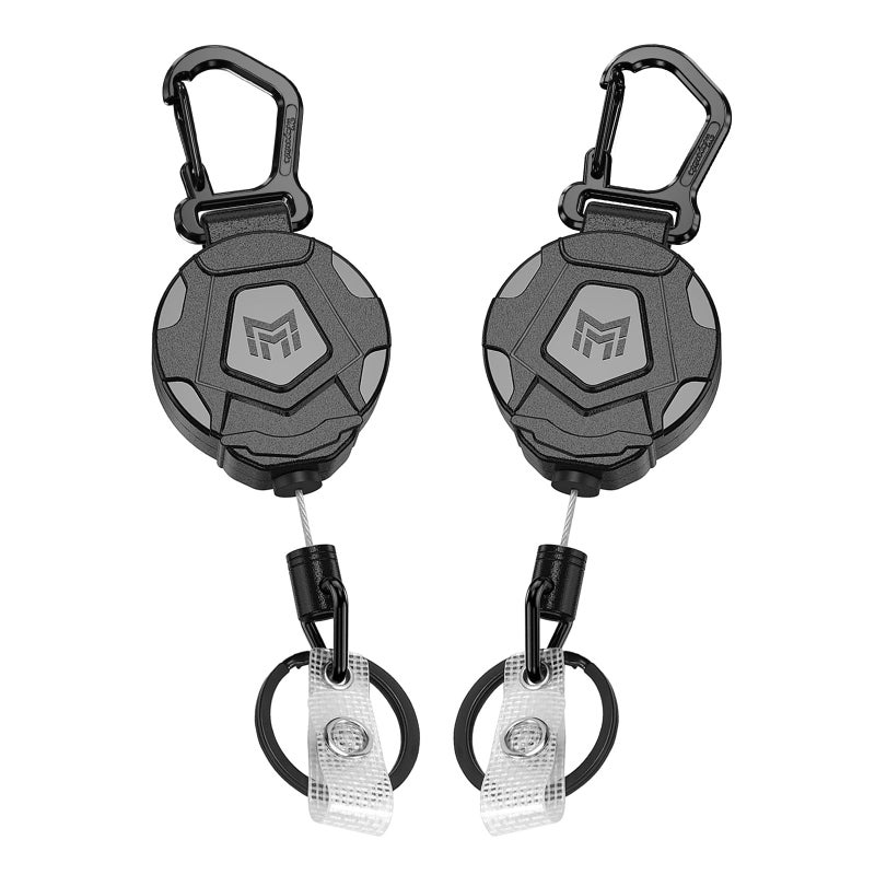 MNGARISTA 2-Pack Retractable Keychain, Heavy Duty Carabiner Badge Holder, Tactical ID Badge Reel Key Chain with 31.5â€ Steel Retractable Cord, 8.0 oz - Image 1