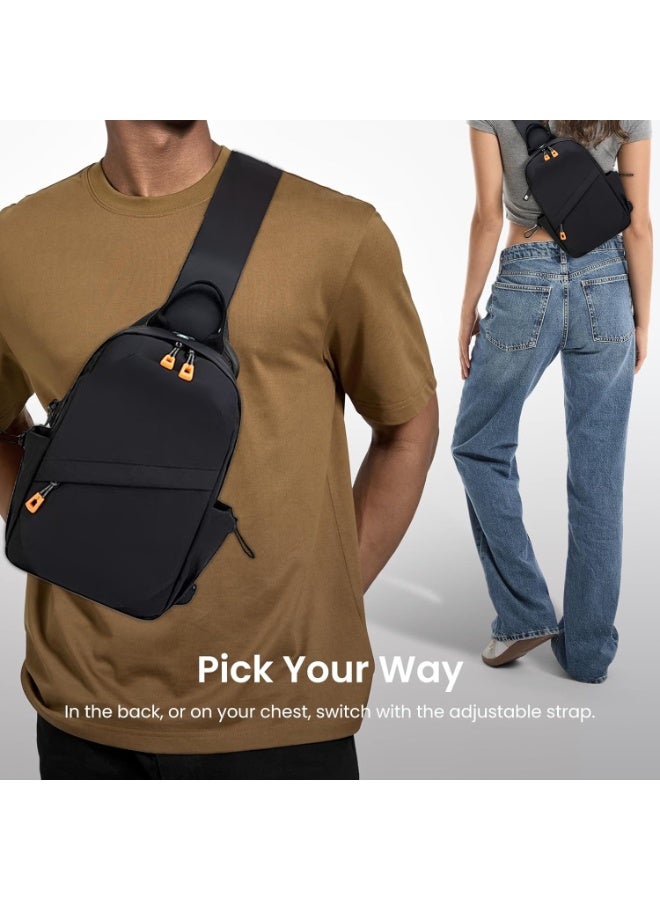 Crossbody Backpack, Lightweight Shoulder Bag Men Women Adjustable Strap Backpack Chest Bag with USB Charger Port, for Outdoor Hiking, Traveling, Cycling  - Image 1
