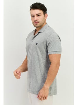 French Connection Men Regular Fit Brand Logo Short Sleeves Polo Shirt, Light Grey  - Image 2