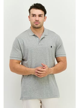 French Connection Men Regular Fit Brand Logo Short Sleeves Polo Shirt, Light Grey  - Image 1