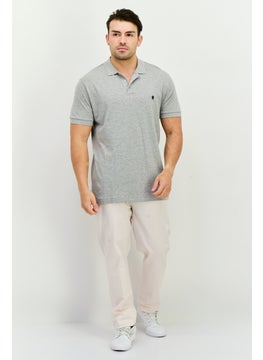 French Connection Men Regular Fit Brand Logo Short Sleeves Polo Shirt, Light Grey  - Image 4