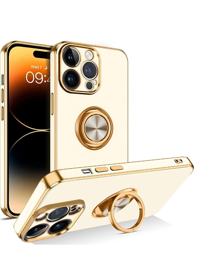 IAF iPhone 14 Pro Max Case, 360Â° Rotation Kickstand Ring Holder Plating Edge Soft Rubber TPU Bumper Slim Flexible Shockproof Protective Phone Case Cover for 6.7 inch iPhone 14 Pro Max 2022 - Image 1