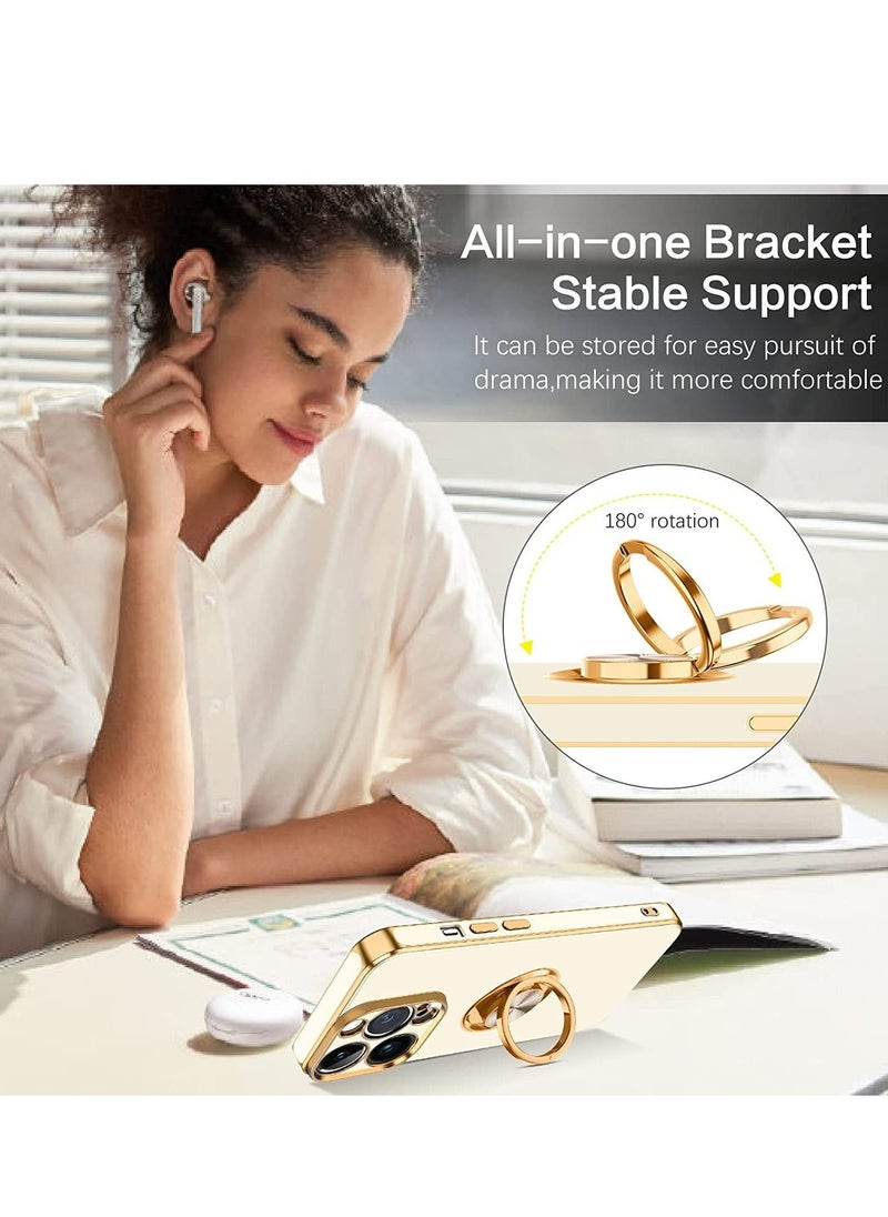 IAF iPhone 14 Pro Max Case, 360Â° Rotation Kickstand Ring Holder Plating Edge Soft Rubber TPU Bumper Slim Flexible Shockproof Protective Phone Case Cover for 6.7 inch iPhone 14 Pro Max 2022 - Image 3