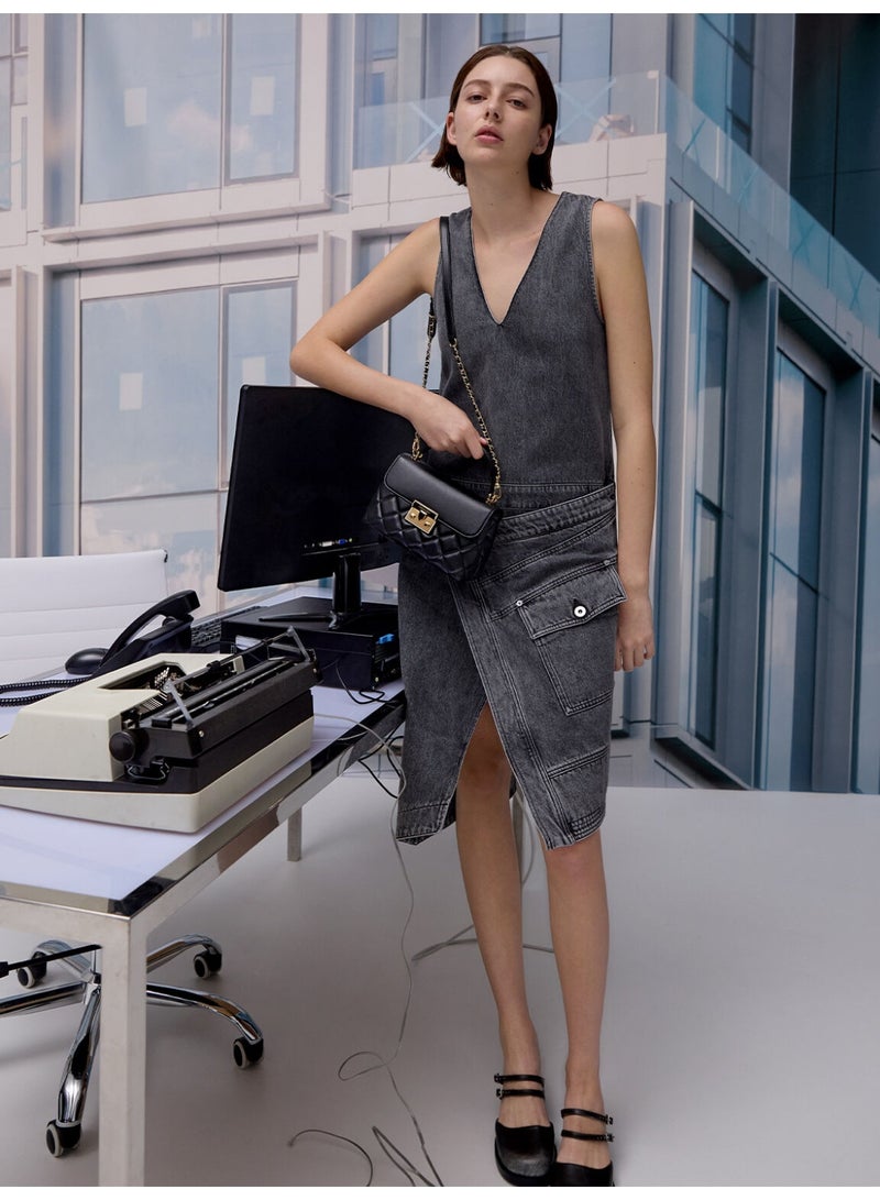 CHARLES & KEITH Alva Quilted Top Handle Bag & Shoulder Bag & Crossbody Bag - Black - Image 4