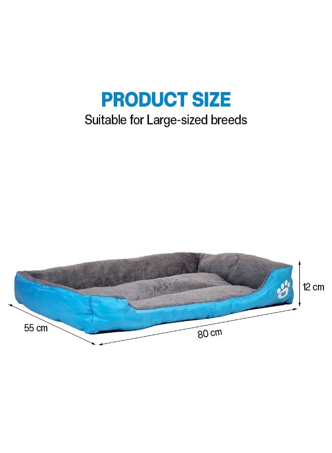 NNC PETS Dog bed with Bolstered sides, Soft plush surface, and Non-slip bottom, Plush Orthopedic pet sofa bed for Small and Medium indoor dogs, Easy to clean, 80 cm (Blue) - Image 2