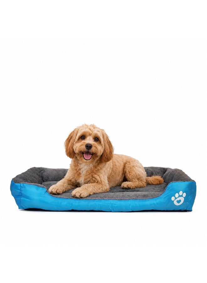 NNC PETS Dog bed with Bolstered sides, Soft plush surface, and Non-slip bottom, Plush Orthopedic pet sofa bed for Small and Medium indoor dogs, Easy to clean, 80 cm (Blue) - Image 1