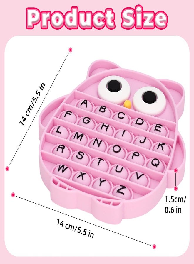 DEARIDAP Fidget Toys for Kids, Owl Shaped Silicone Squeeze Sensory Toys, Alphabet Bubble Stress Anxiety Relief Relax Tools for Kids Adults School Classroom Gift Party Favors (Pink) - Image 2