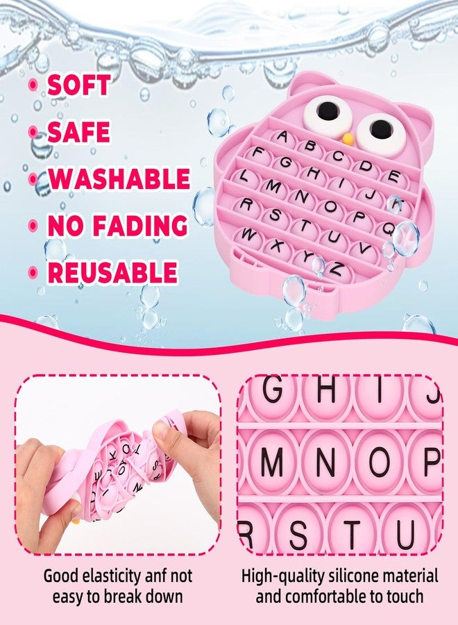 DEARIDAP Fidget Toys for Kids, Owl Shaped Silicone Squeeze Sensory Toys, Alphabet Bubble Stress Anxiety Relief Relax Tools for Kids Adults School Classroom Gift Party Favors (Pink) - Image 5