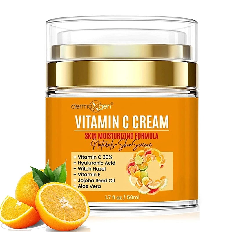 dermaxgen Vitamin C Moisturizing Cream  Organic Glowing Skin AntiAging Rejuvenating Boosting Collagen Hydrating for Dull Dry  Sensitive  Oily Skin  17 FL OZ