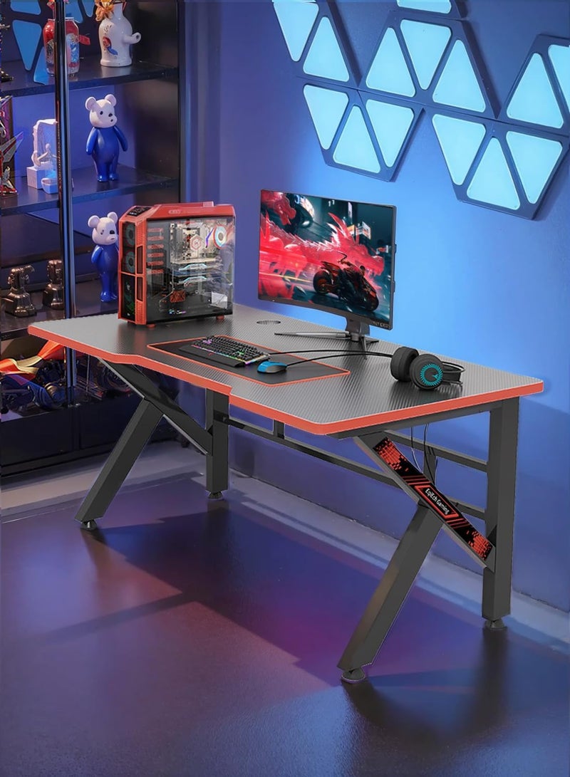 EqiEch Gaming Desk With Carbon Fiber Surface K Shaped Game Table Home Office Computer Desk Gaming Table Suitable For E-Sports 100X50X75Cm - Image 1
