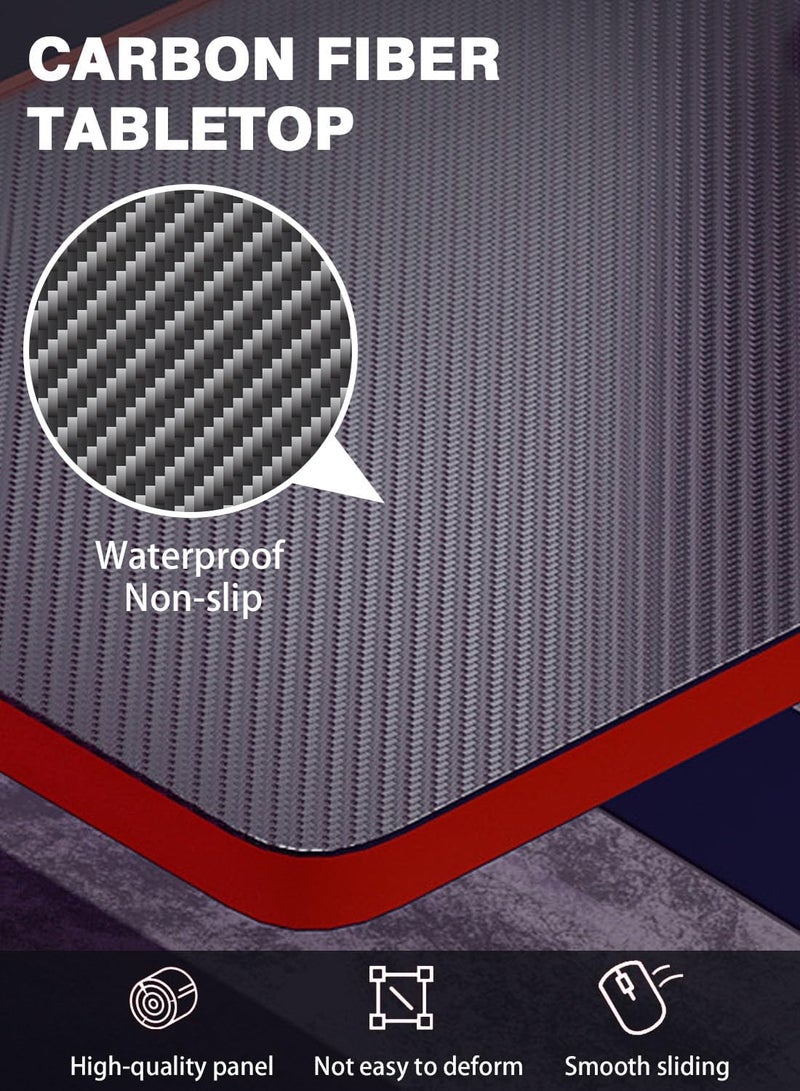 EqiEch Gaming Desk With Carbon Fiber Surface K Shaped Game Table Home Office Computer Desk Gaming Table Suitable For E-Sports 100X50X75Cm - Image 4