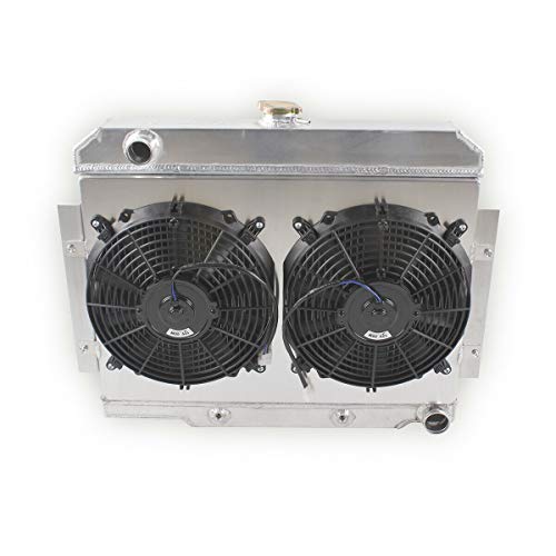 LUXERAD 3 Rows Core Performance Aluminum Cooling Radiator With Fan Shroud(2X12 Inches Dia.) for 1972-1986 Jeep CJ CJ5 CJ6 CJ7 V8 Conversion Che vy Engine Radiador (GM/Chevy V8 Engine SWAP) - Image 2