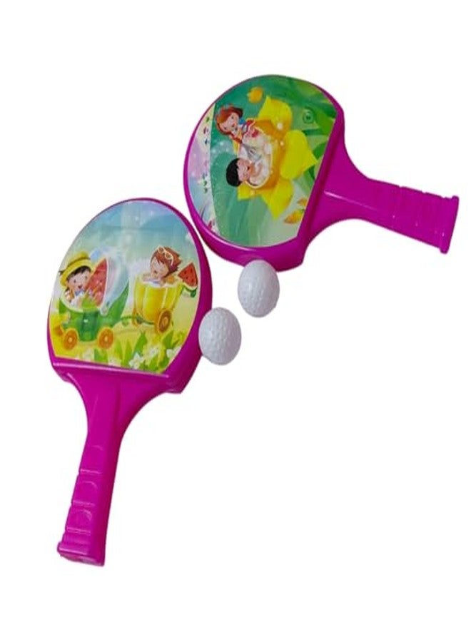 JNil Table Tennis Badminton Racket Set with Ball for Kids to Play Gift Item Multi Color Pack of 1 (Pink) - Image 3